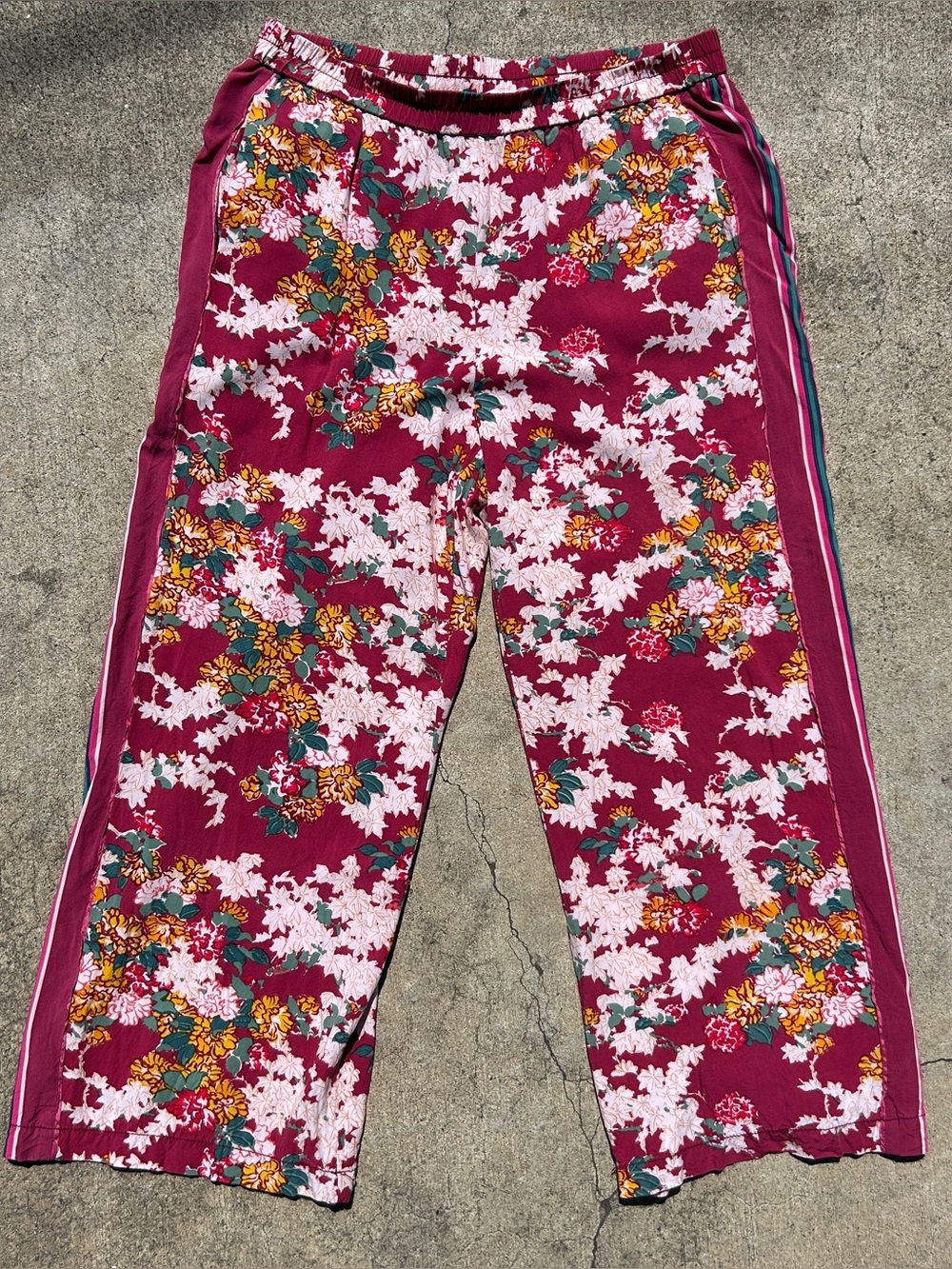 Anthropologie ETT:TWA Schuyler Floral Crop Wide Leg Pull on Pants Small